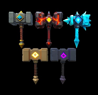 【3Dモデル 武器】ハンマー 5点セット/ファンタジー/RPG/ゲーム素材
