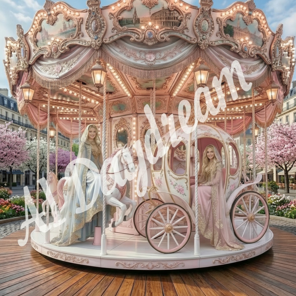 AI画像 Spring ~Cherry Blossoms~ No.10 A Charming Merry-Go-Round 魅惑のメリーゴーランド 1枚