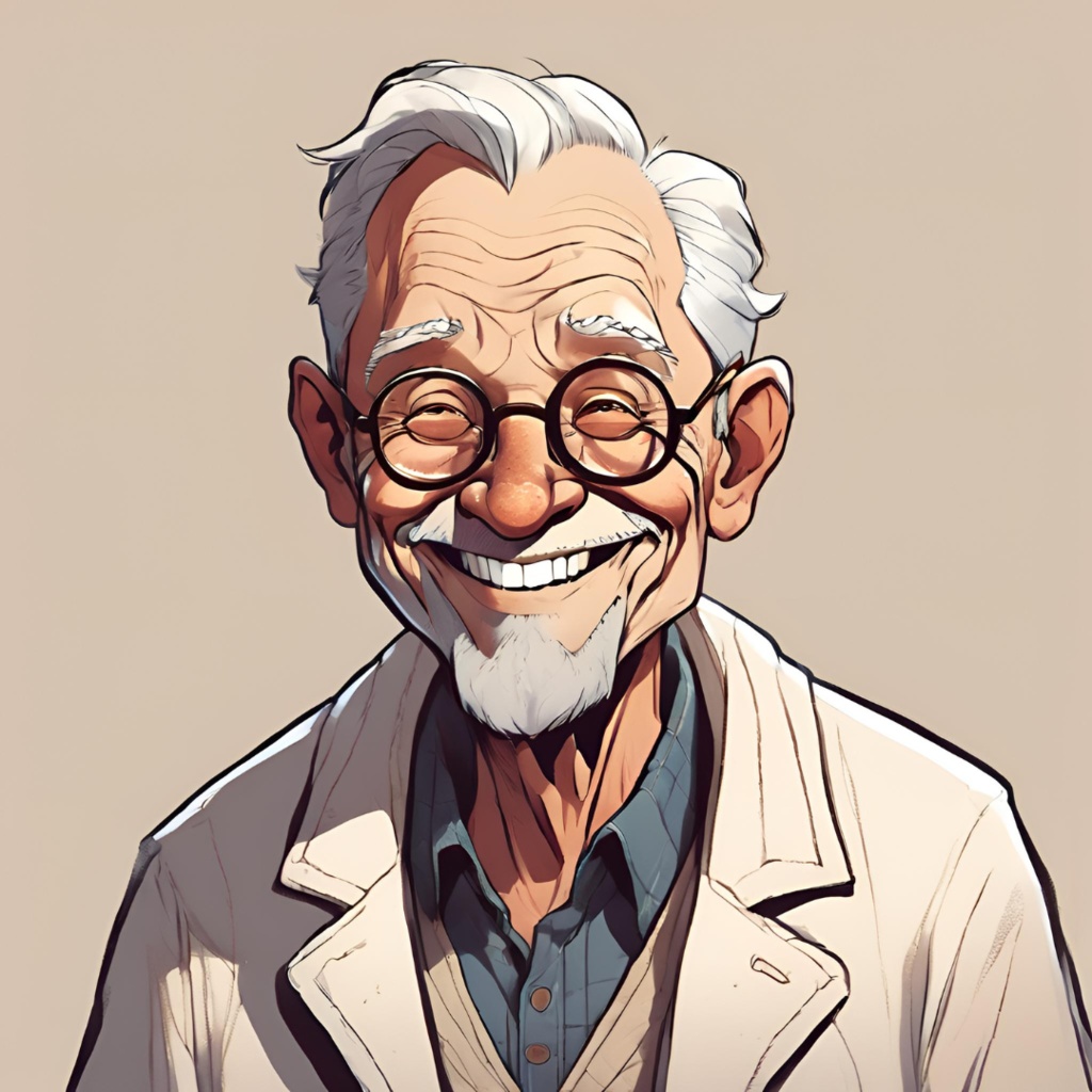 【無料 立ち絵素材】老人セット バストアップ AI 眼鏡 白衣 爺 おじいさん