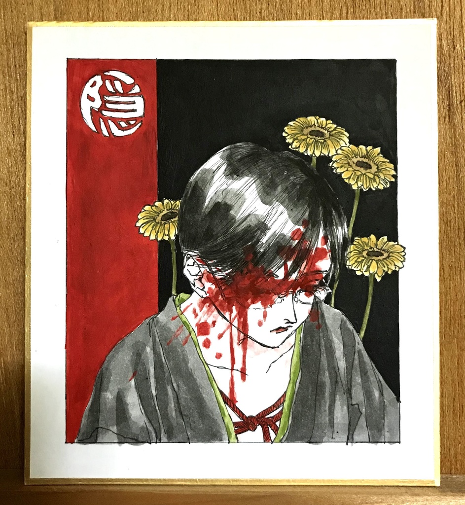 「虚」ミニ色紙原画／Paperboard painting