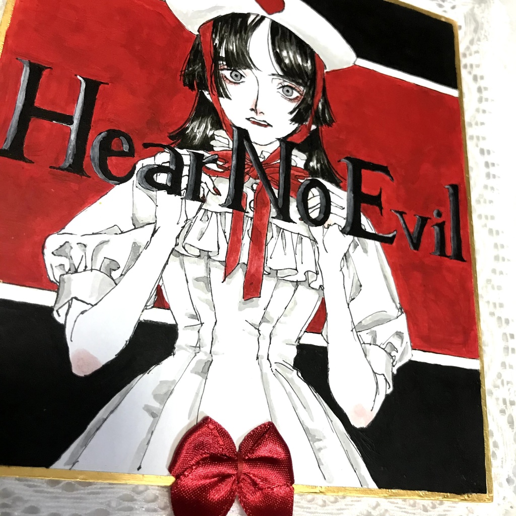 「Hear No Evil」ミニ色紙原画/Paperboard painting