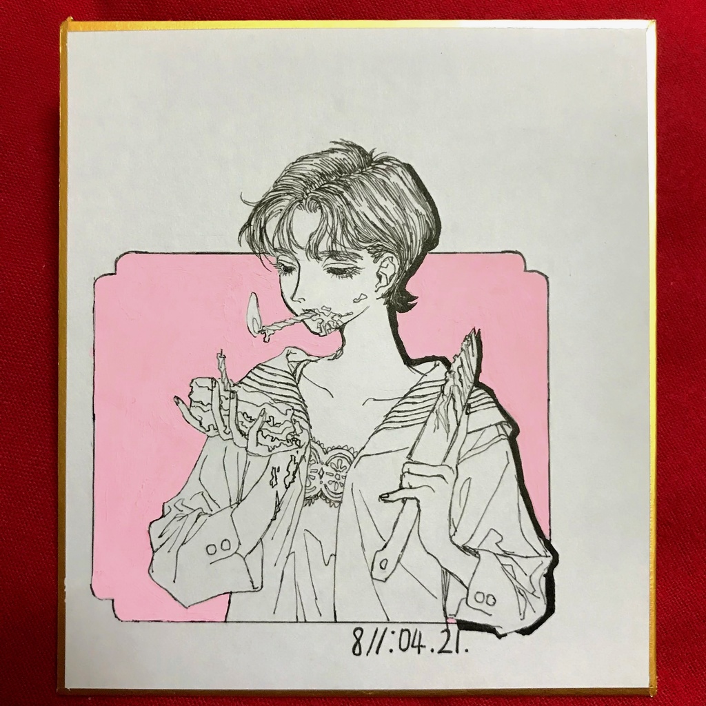 「Birthday」ミニ色紙原画/ Paperboard Painting