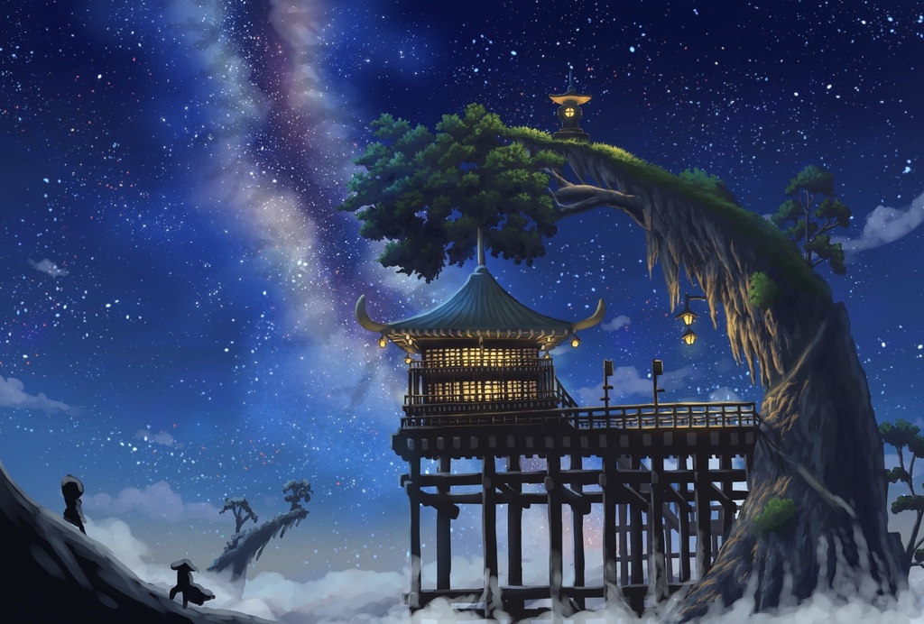 ポストカード　雲の上の月光館