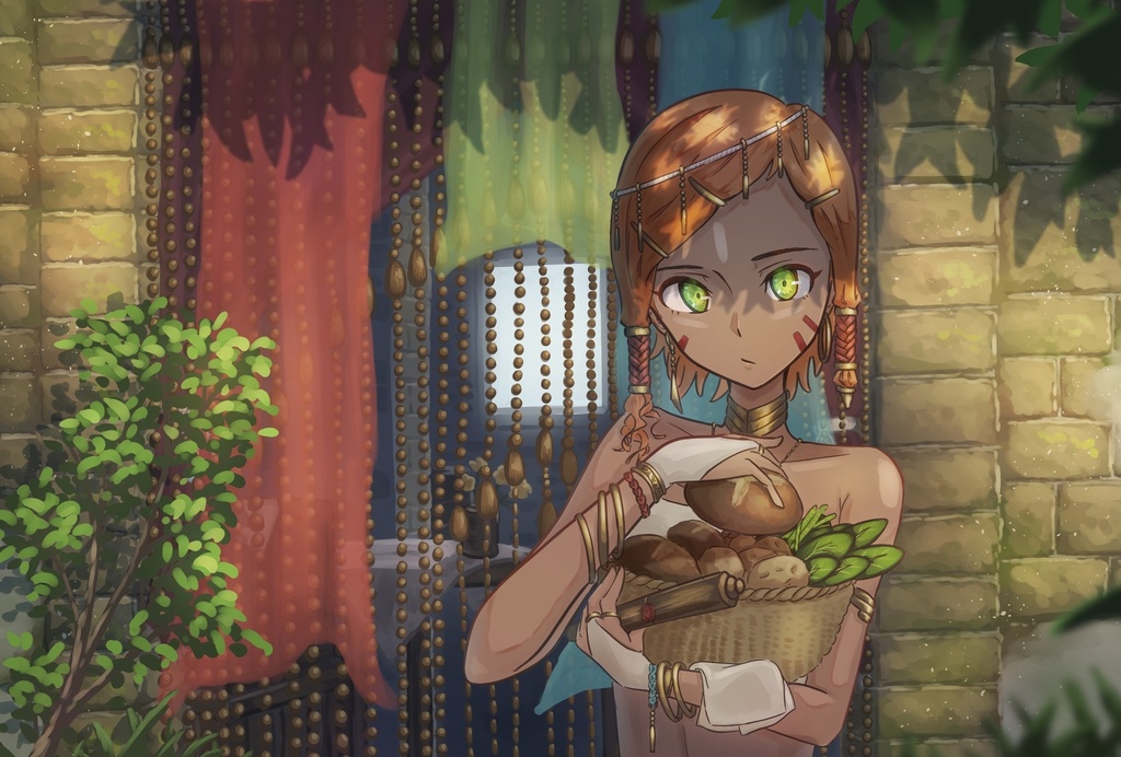 ポストカード　つまみ食いの少女