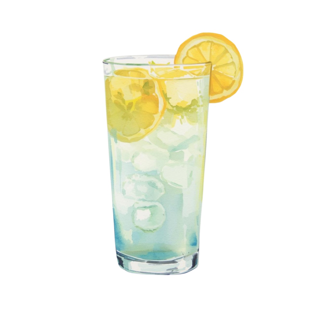 水彩画風 海辺カフェとメニュー のクリップアートセット(PNG・全12点)