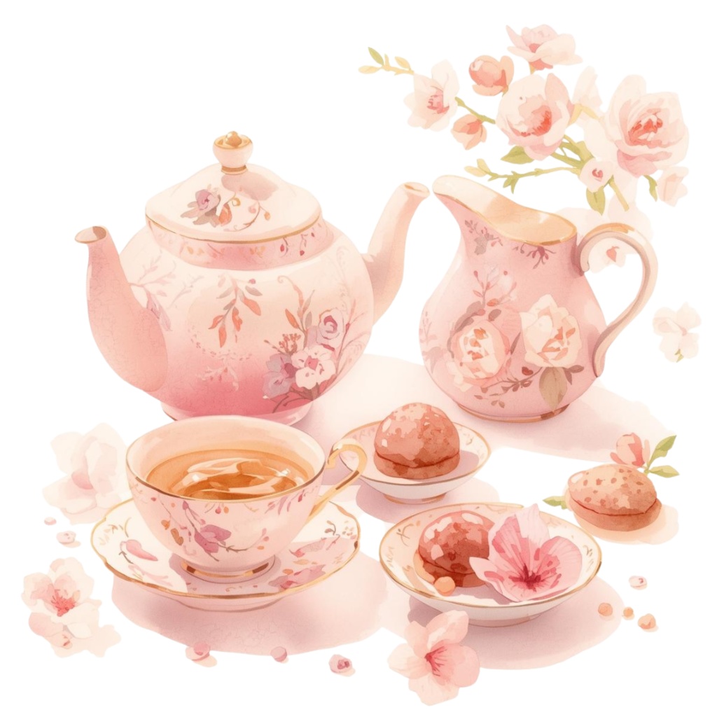 水彩画風 海辺カフェとメニュー のクリップアートセット(PNG・全12点)