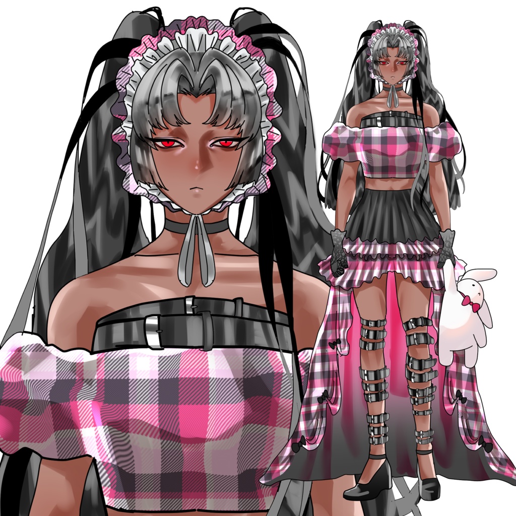 【性別なし】立ち絵｜ジェンダーニュートラル｜褐色 | Y2K/ストリート/派手系｜PNG