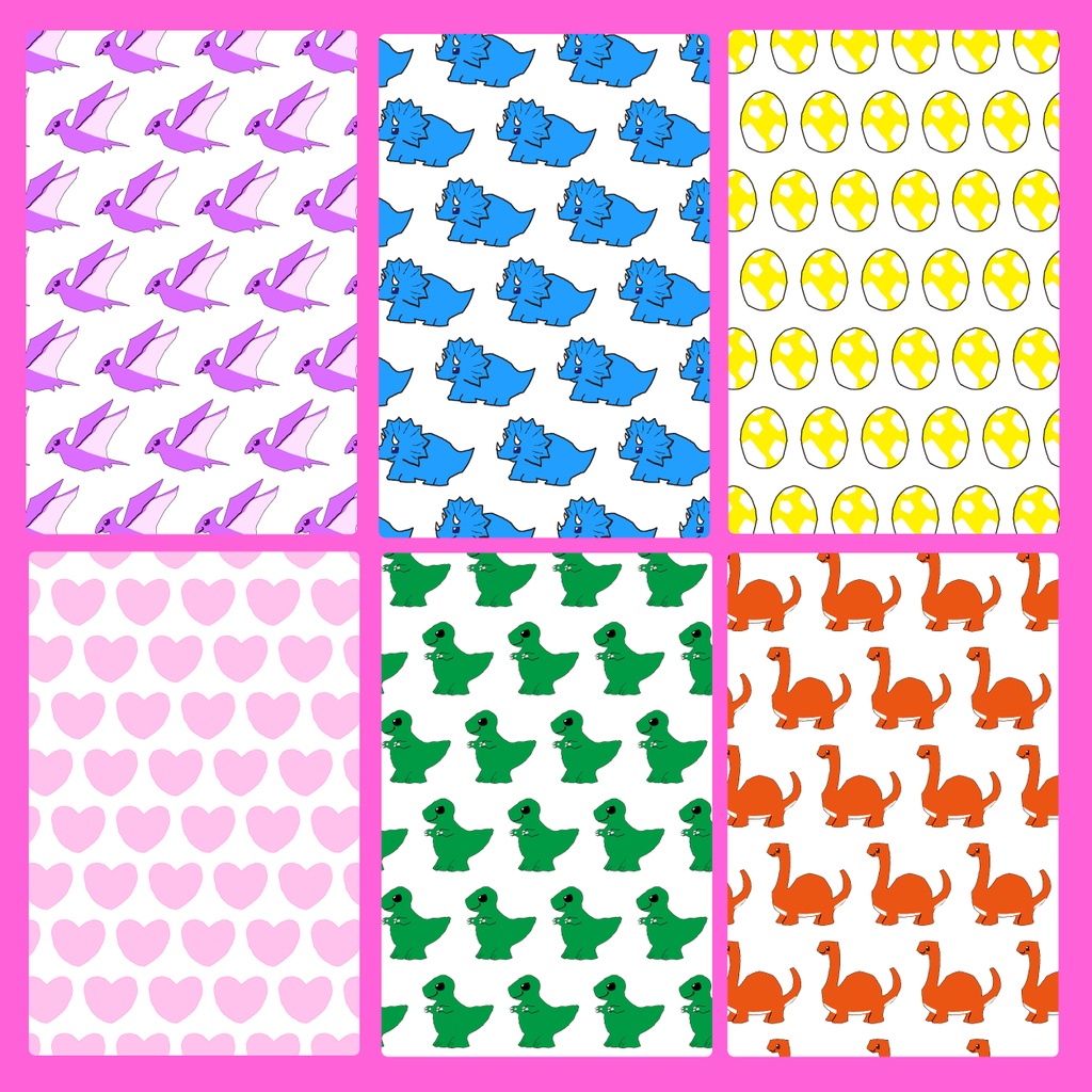 恐竜 | 背景素材 | パターン | 6set | PNG | 350dpi