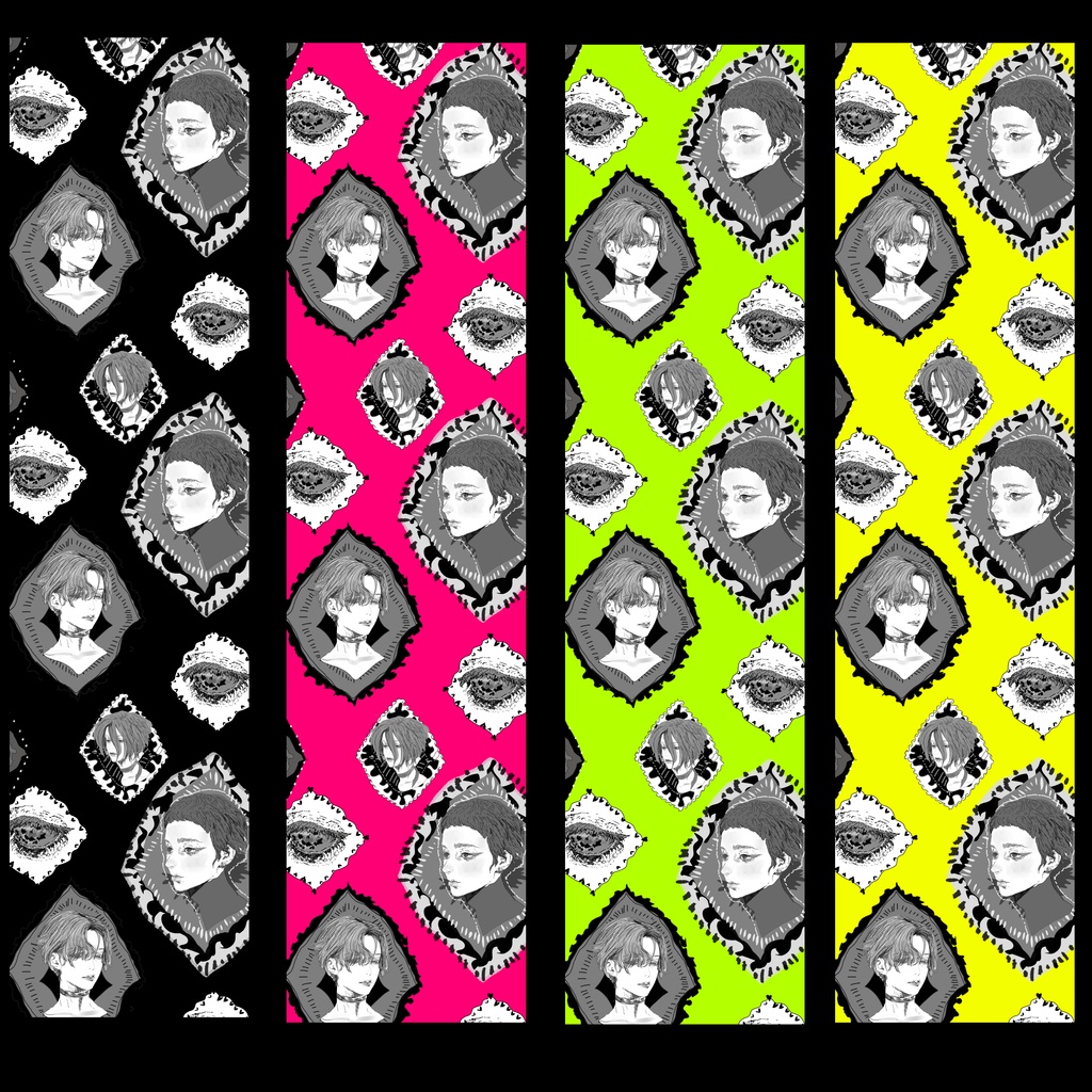 【PNG/JPG】手描きの顔のシームレスパターン | Hand-drawn Face Tile