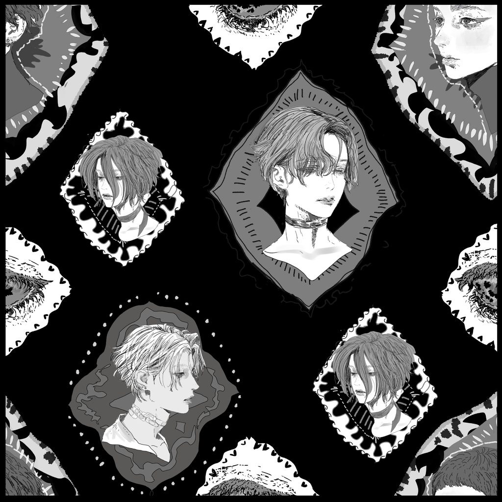 手書き | 顔 | パターン | JPG+PNG | 350dpi