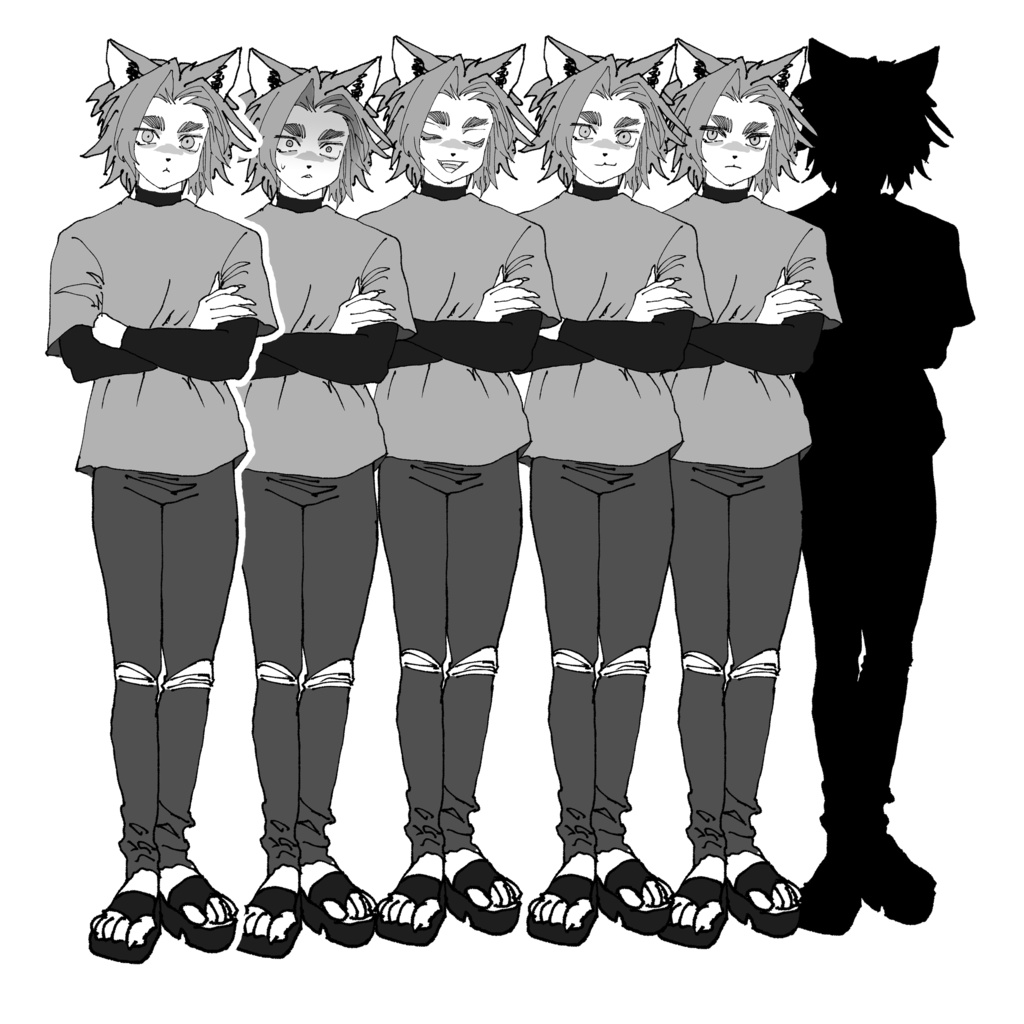 無料版あり | 立ち絵 | モノクロ | ケモ | PNG | 商用利用可能