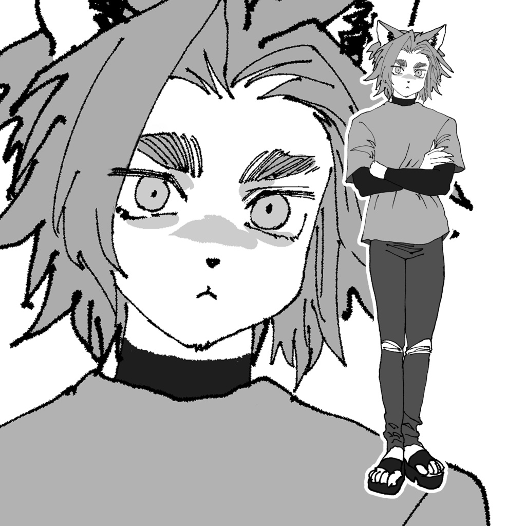 無料版あり | 立ち絵 | モノクロ | ケモ | PNG | 商用利用可能