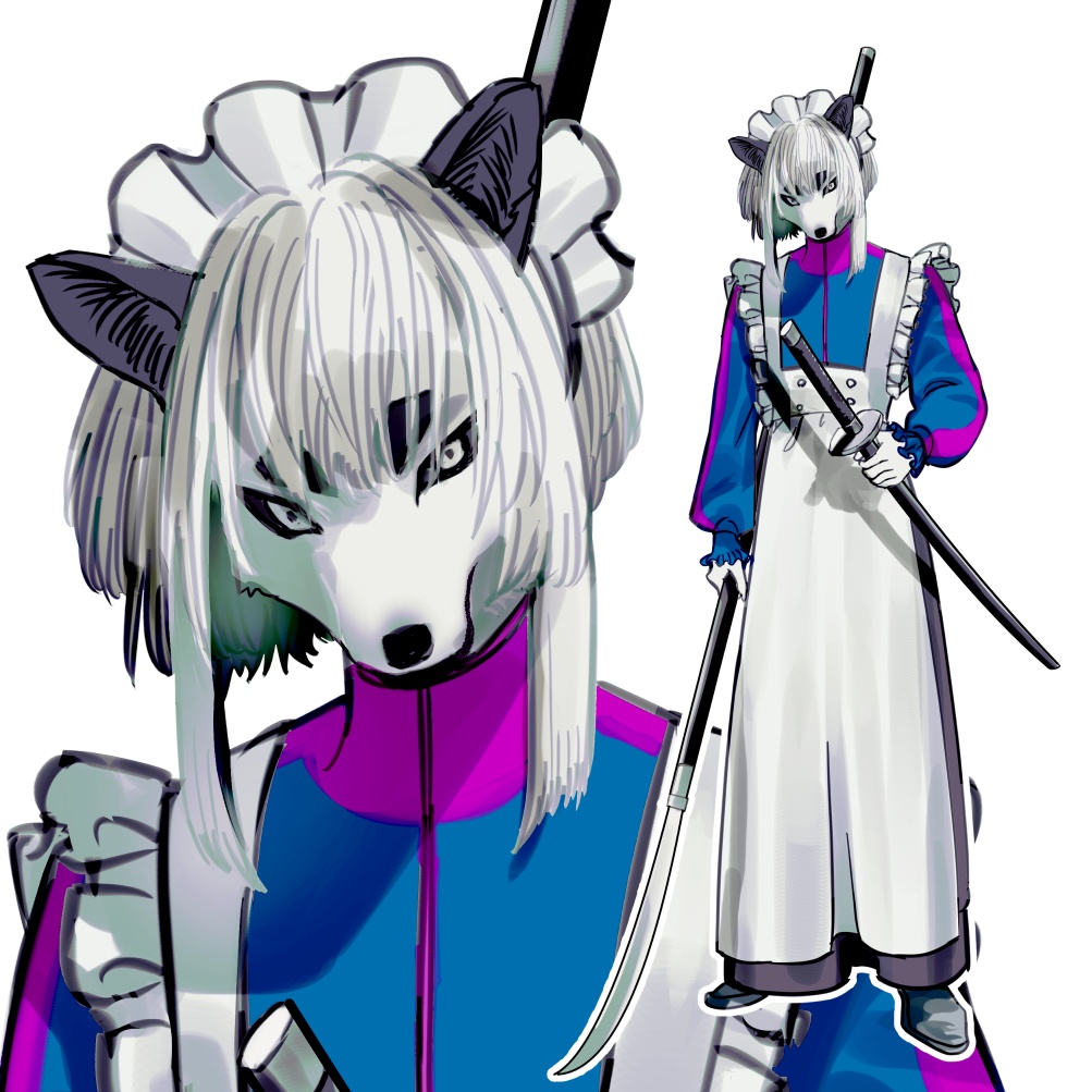 【ジェンダーレス×ケモ】立ち絵|性別なし|獣人キャラ|メイド |TRPG/ゲーム|PNG