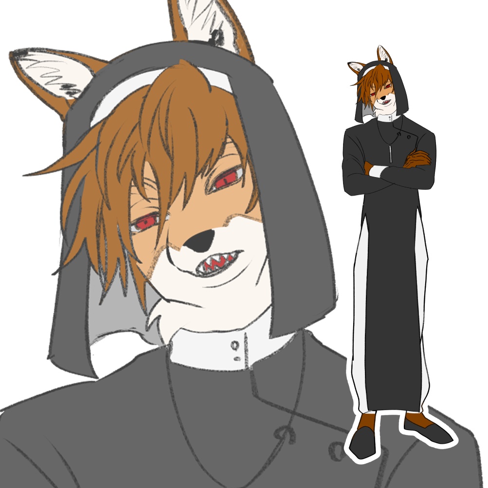 【ジェンダーレス×ケモ】立ち絵|性別なし|獣人キャラ|シスター | 神官 | TRPG/ゲーム|PNG