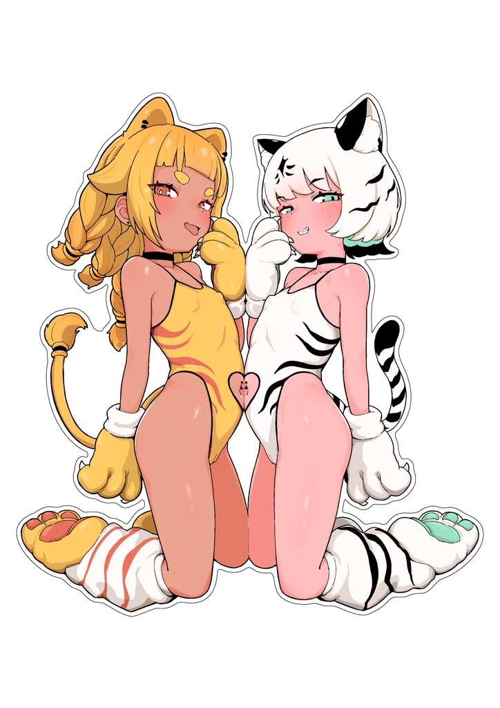 【ナナミヅキさんコラボ】カディアさまと白虎ちゃんステッカー