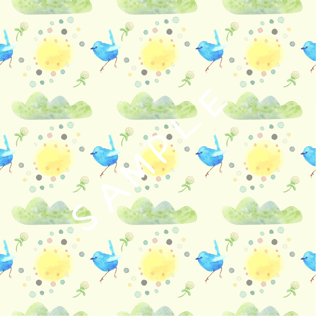 青い鳥柄デジタルペーパー 5枚セット