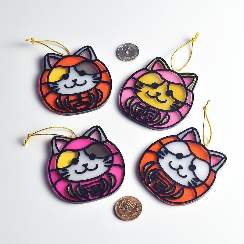 【Moko Bastet】MOKO アニマル達磨 (猫) オーナメント / キーホルダー 三毛猫 白猫 黒猫 茶トラ猫