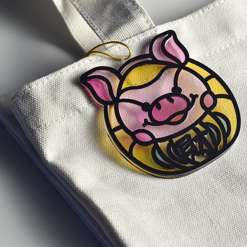 【Moko Bastet】アニマル達磨 (豚) オーナメント / キーホルダー