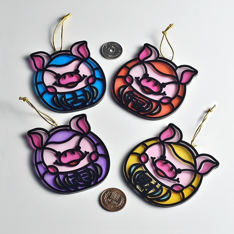 【Moko Bastet】アニマル達磨 (豚) オーナメント / キーホルダー