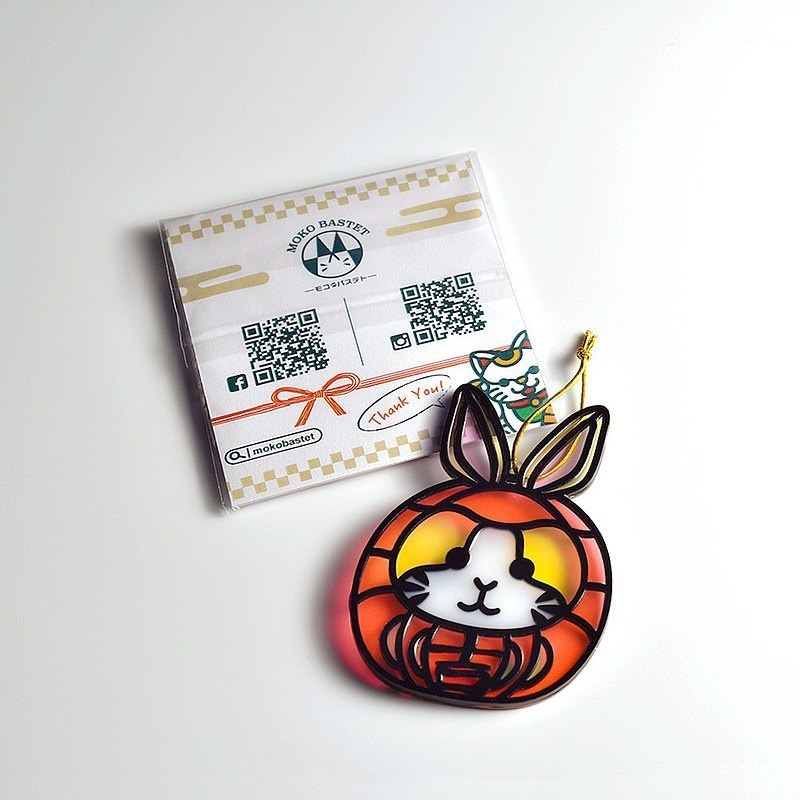 【Moko Bastet】アニマル達磨 (ウサギ) オーナメント / キーホルダー