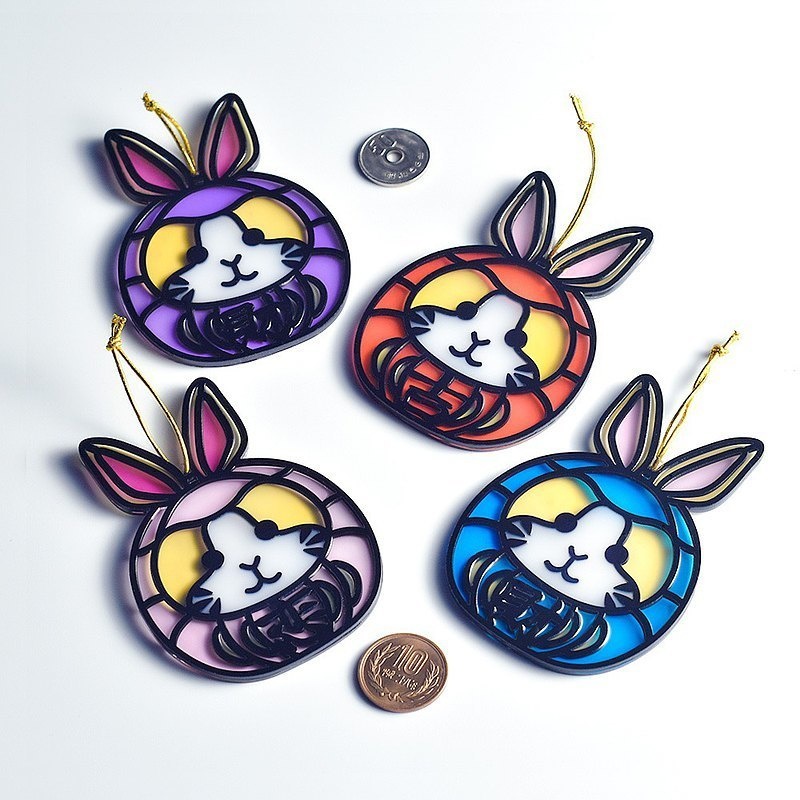 【Moko Bastet】アニマル達磨 (ウサギ) オーナメント / キーホルダー