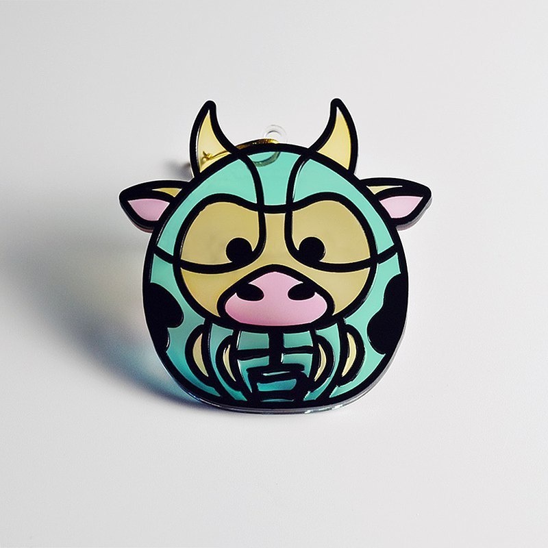 【Moko Bastet】アニマル達磨 (うし) オーナメント / キーホルダー