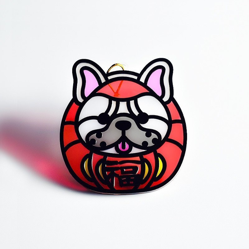 【Moko Bastet】アニマル達磨 (ブルドッグ) オーナメント / キーホルダー