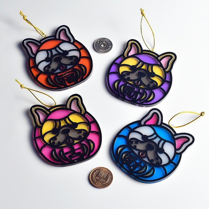 【Moko Bastet】アニマル達磨 (ブルドッグ) オーナメント / キーホルダー