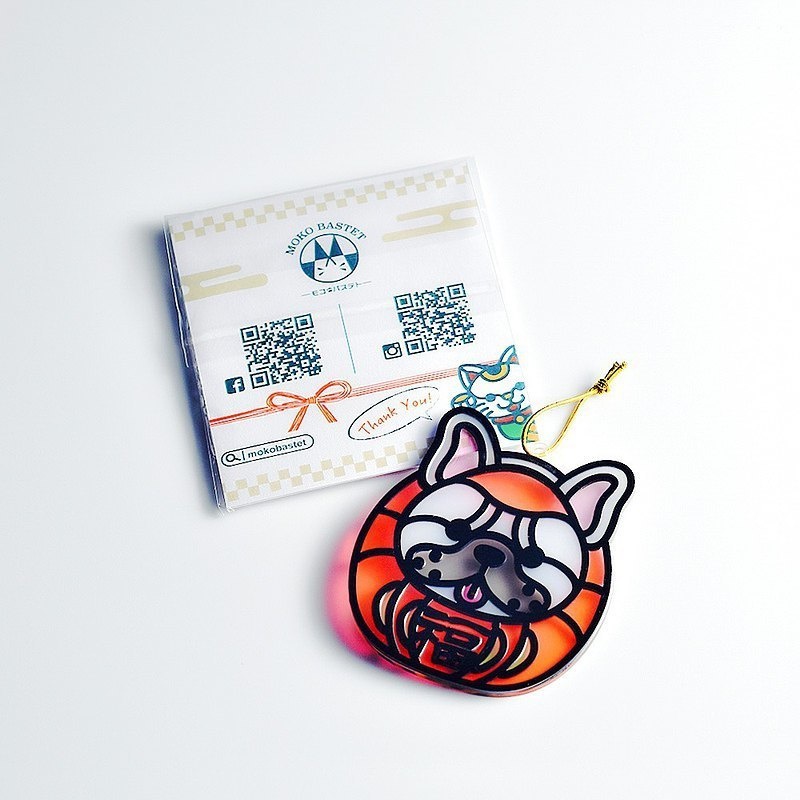 【Moko Bastet】アニマル達磨 (ブルドッグ) オーナメント / キーホルダー