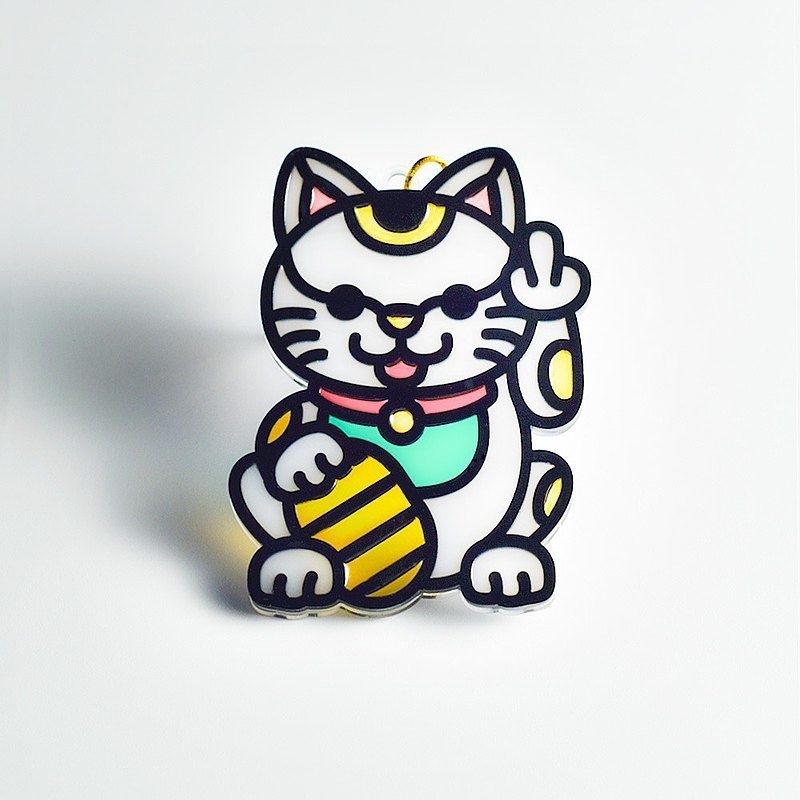 【Moko Batest】招き猫 中指猫 ペンダント / キーホルダー