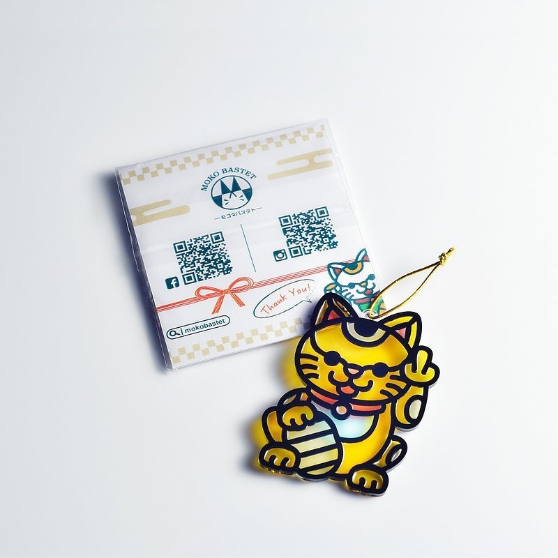 【Moko Batest】招き猫 中指猫 ペンダント / キーホルダー