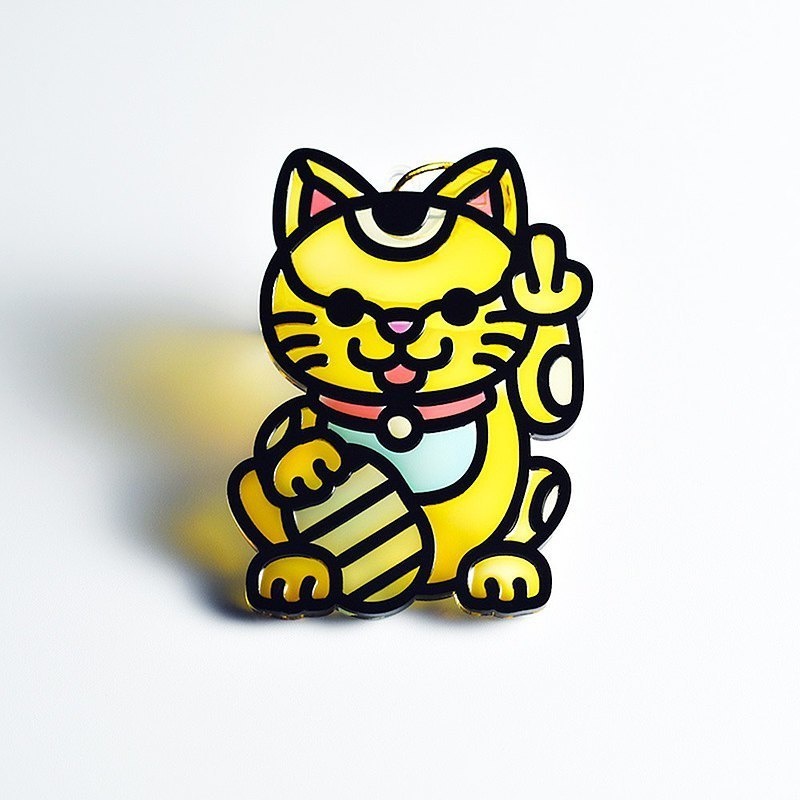 【Moko Batest】招き猫 中指猫 ペンダント / キーホルダー