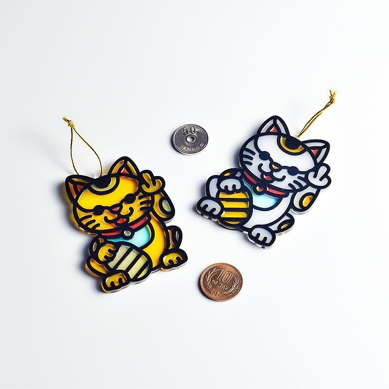 【Moko Batest】招き猫 中指猫 ペンダント / キーホルダー