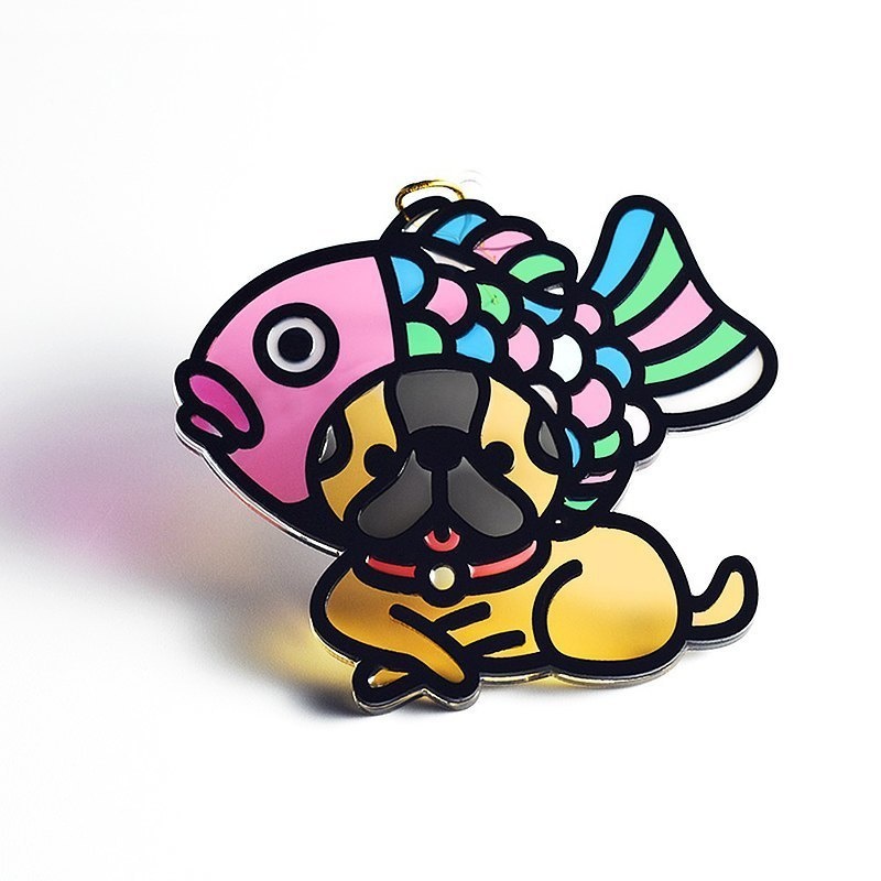 【Moko Bastet】たい焼きヘッドドッグオーナメント / キーホルダー