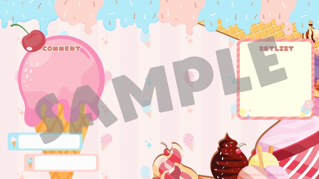 【 配信背景 】 アイスクリームの配信画面素材 ( VTuber素材 ) 【配信画面/ゲーム画面 /雑談 / 歌枠 / グッズ背景/夏】