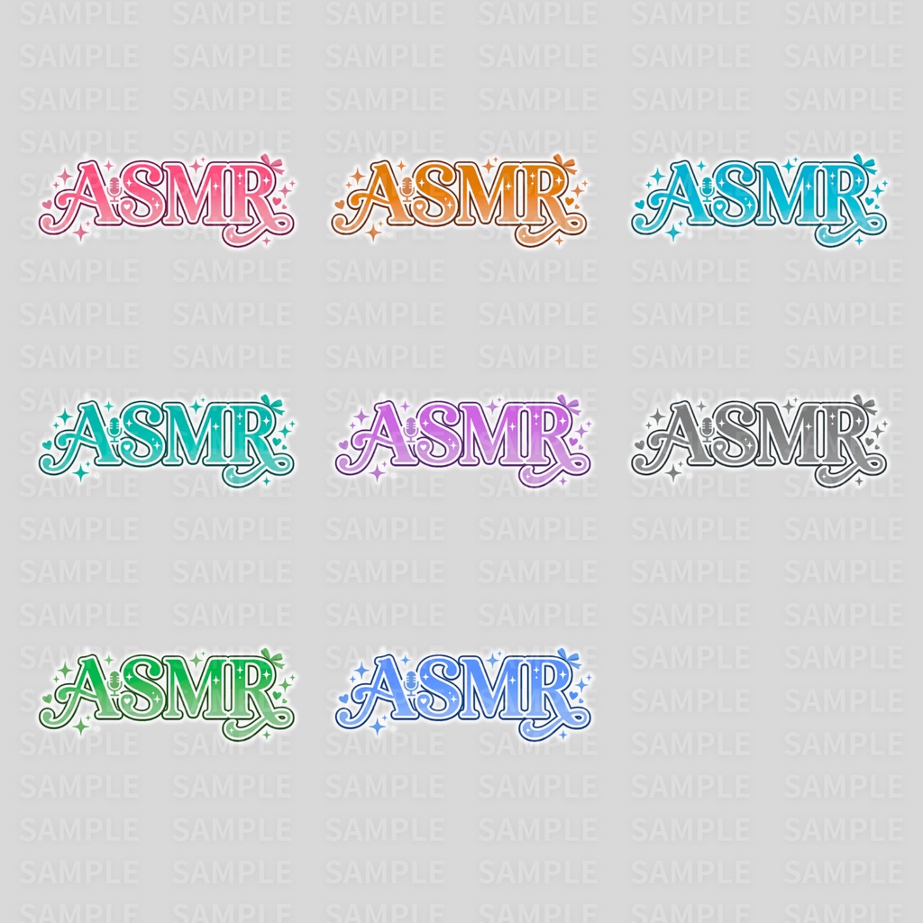 【 ASMRロゴ素材 】かわいいASMRロゴ①:計68枚 ( VTuber素材/Vライバー素材/IRIAM素材 )【サムネイル/配信画面 / グッズ】