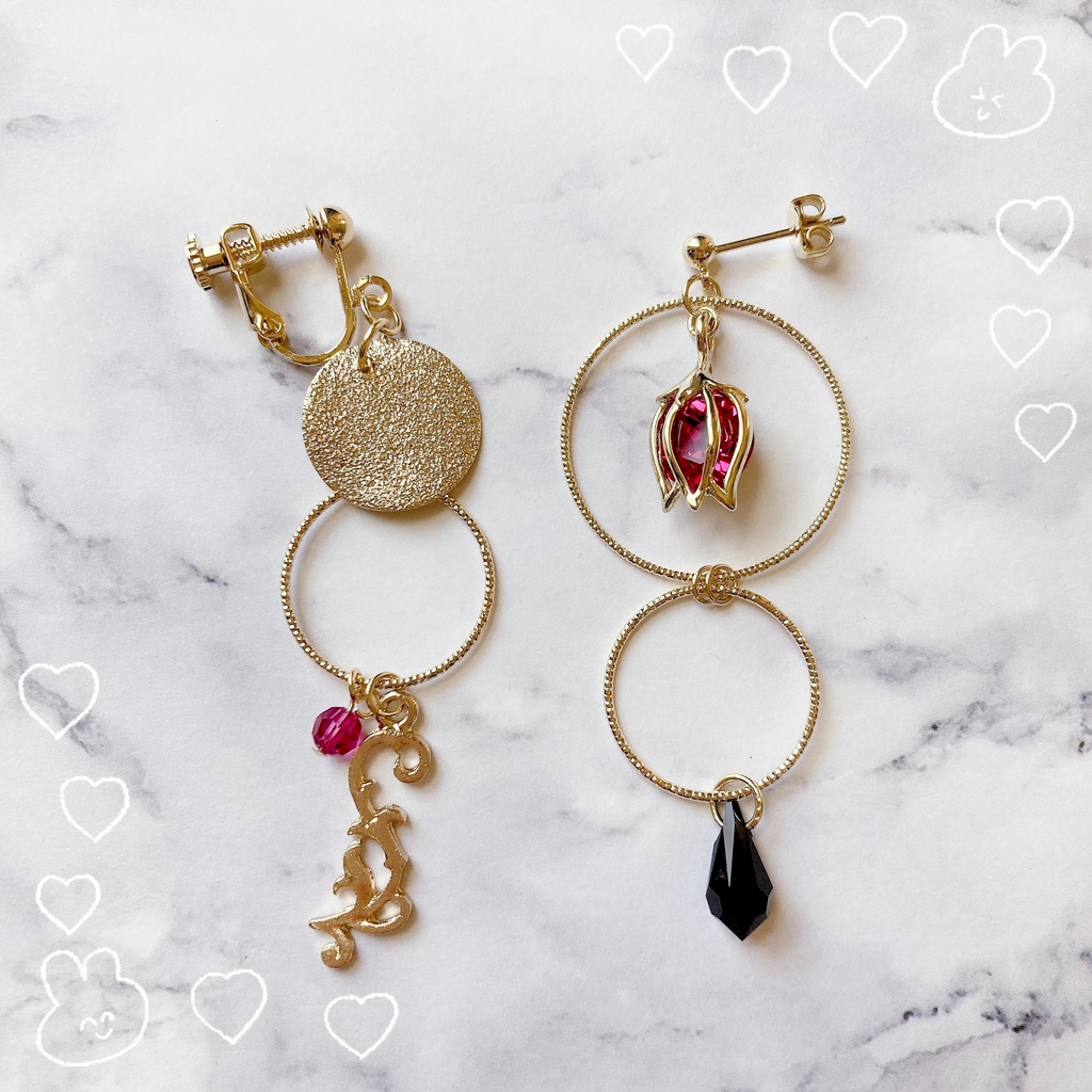 フープのアシンメトリーピアス/イヤリング
