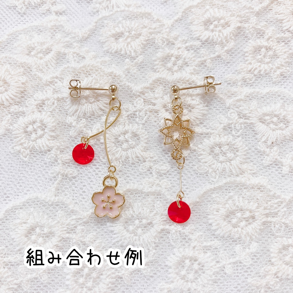 アシンメトリー3個セットピアス/イヤリング