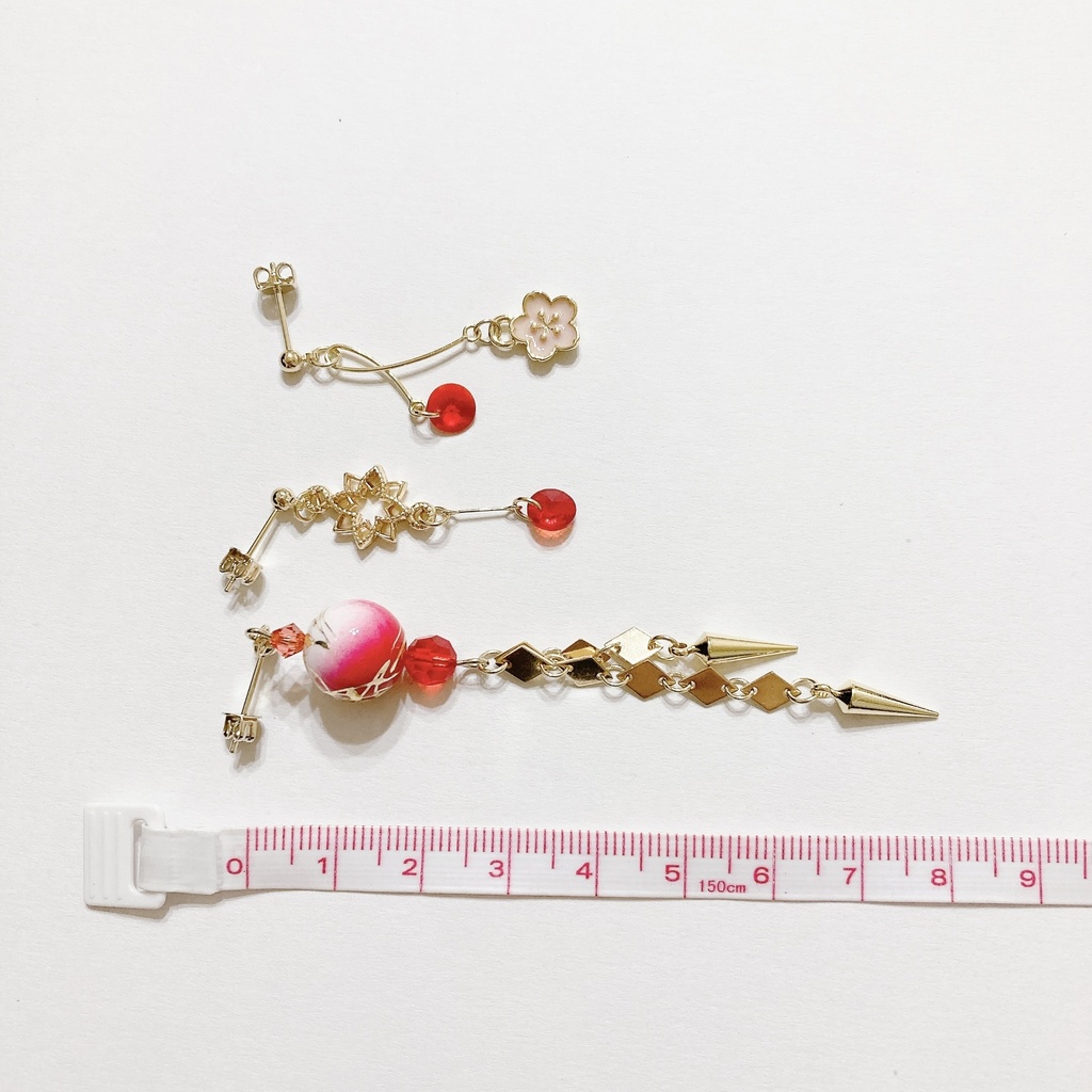 アシンメトリー3個セットピアス/イヤリング