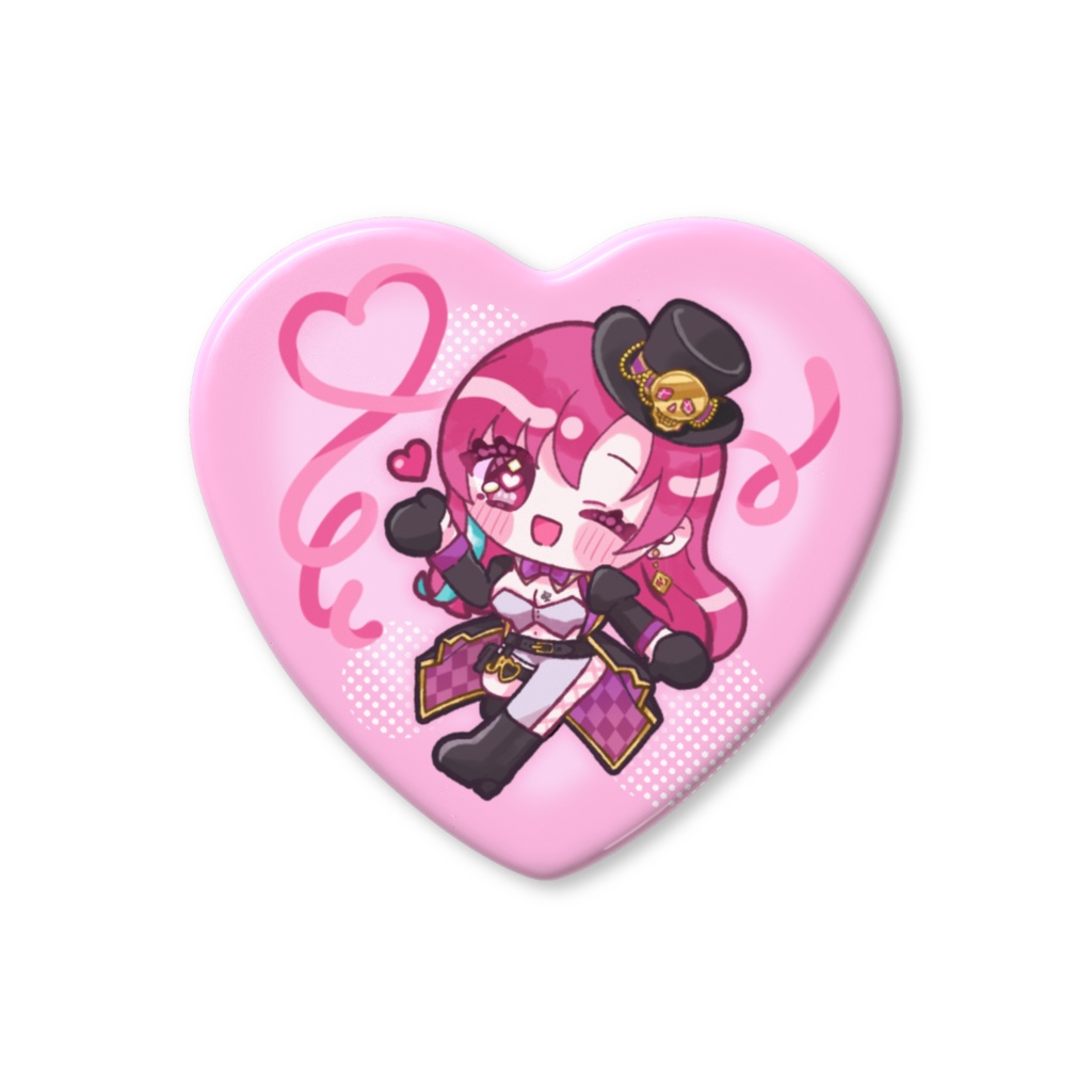 彼岸花ドクロ　砂糖ちか 描き下ろし　ハート缶バッジ 