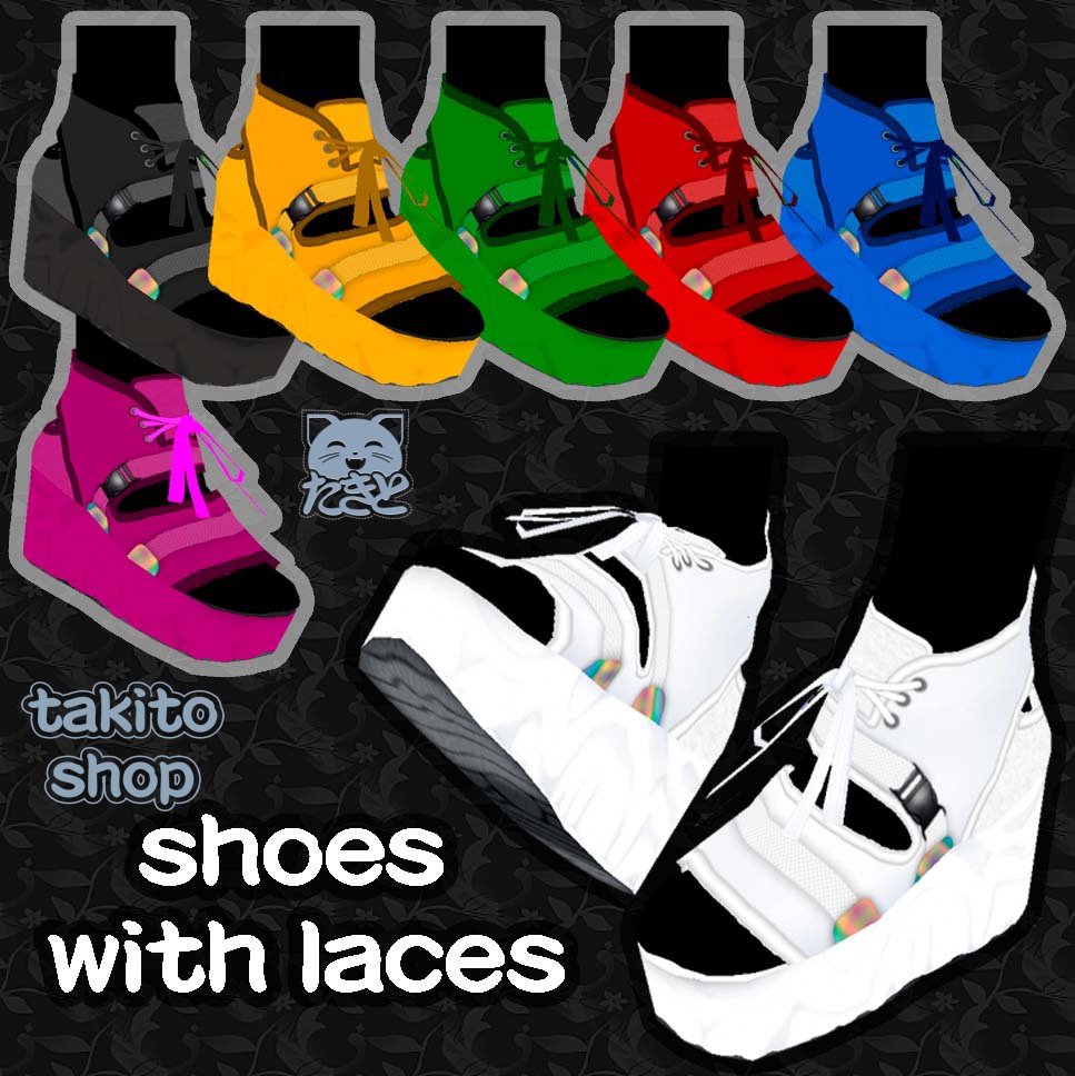 ひも付きの靴『 Shoes with laces 』7 色 different colors 