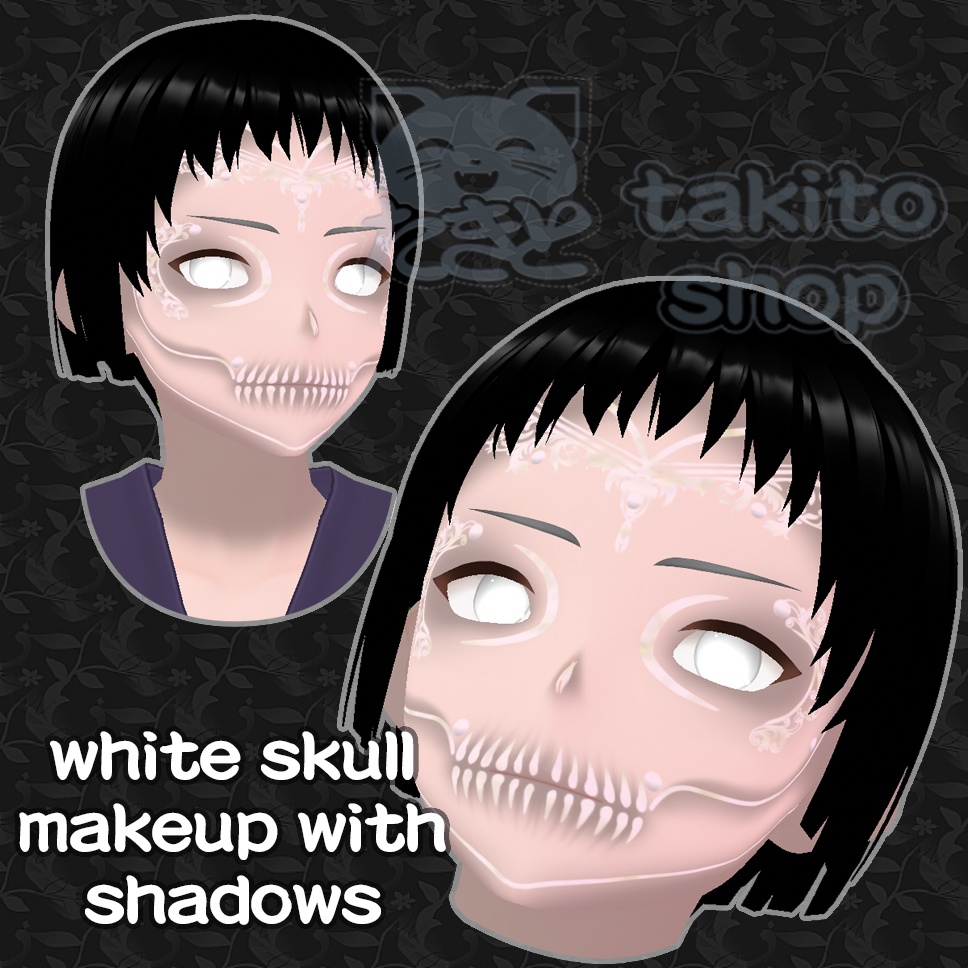 ホワイトスカルメイク『 White skull makeup with shadows 』影付き