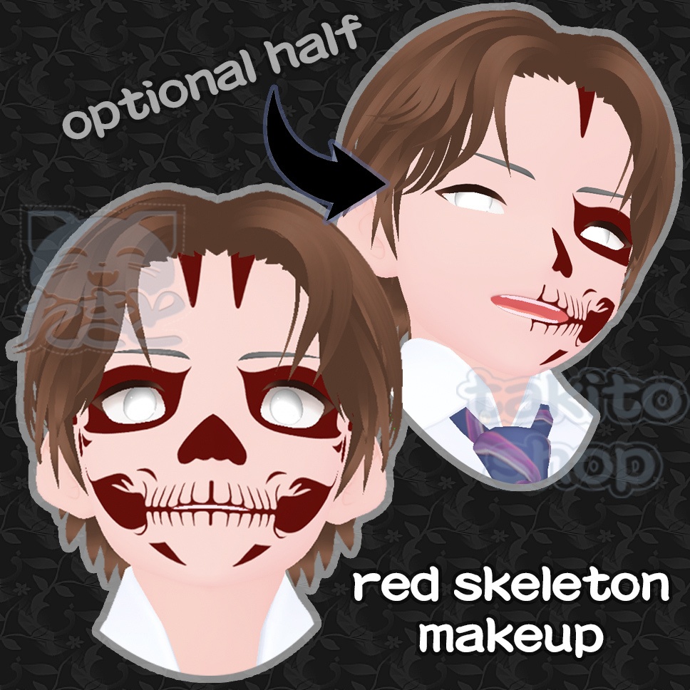 赤い骸骨『 Red skeleton makeup 』化粧