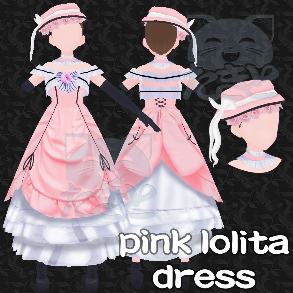 ピンクのロリータ コスプレ ドレスと帽子『 Pink Lolita cosplay dress with hat 』Dress and Hat