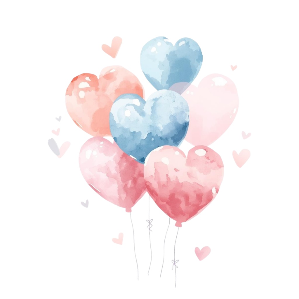 バレンタイン水彩クリップアート|女の子&チョコのやさしいイラスト素材セット(PNG)