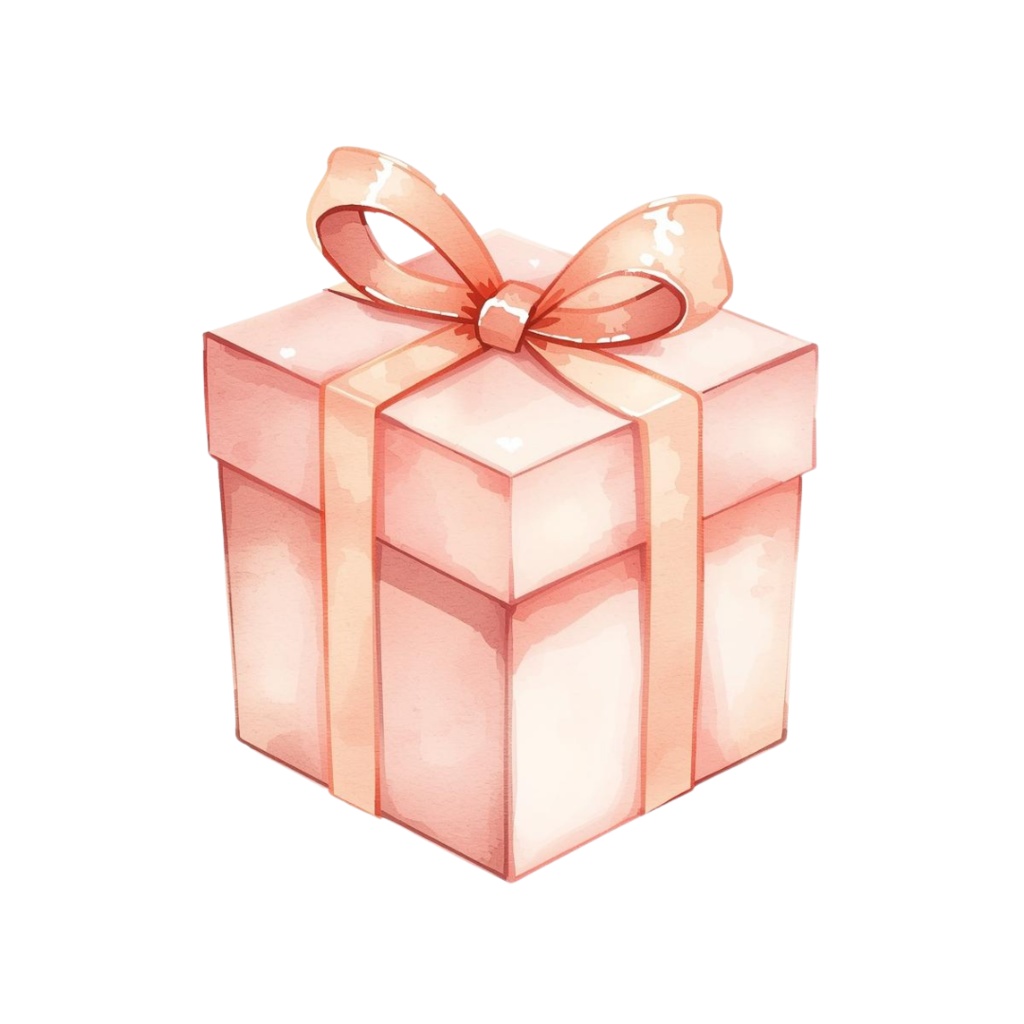 バレンタイン水彩クリップアート|女の子&チョコのやさしいイラスト素材セット(PNG)