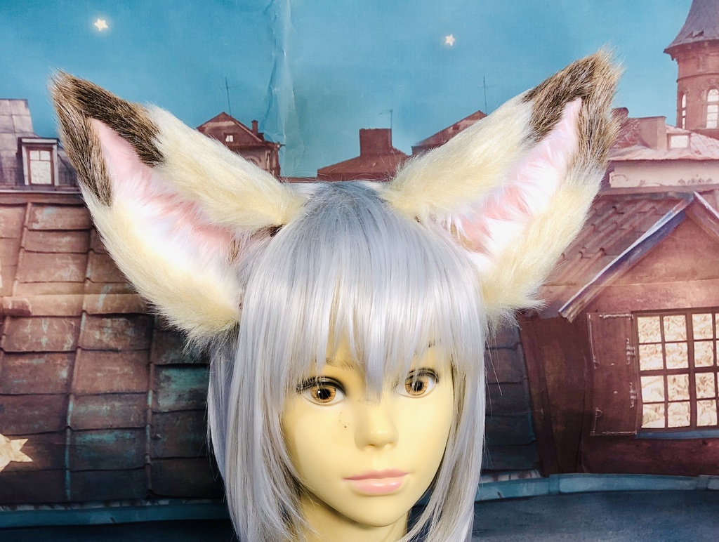 ぴんと立つ!狐耳&しっぽセット/ハニーゴールド×ミックスブラウン