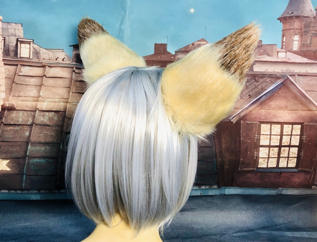 ぴんと立つ!狐耳&しっぽセット/ハニーゴールド×ミックスブラウン