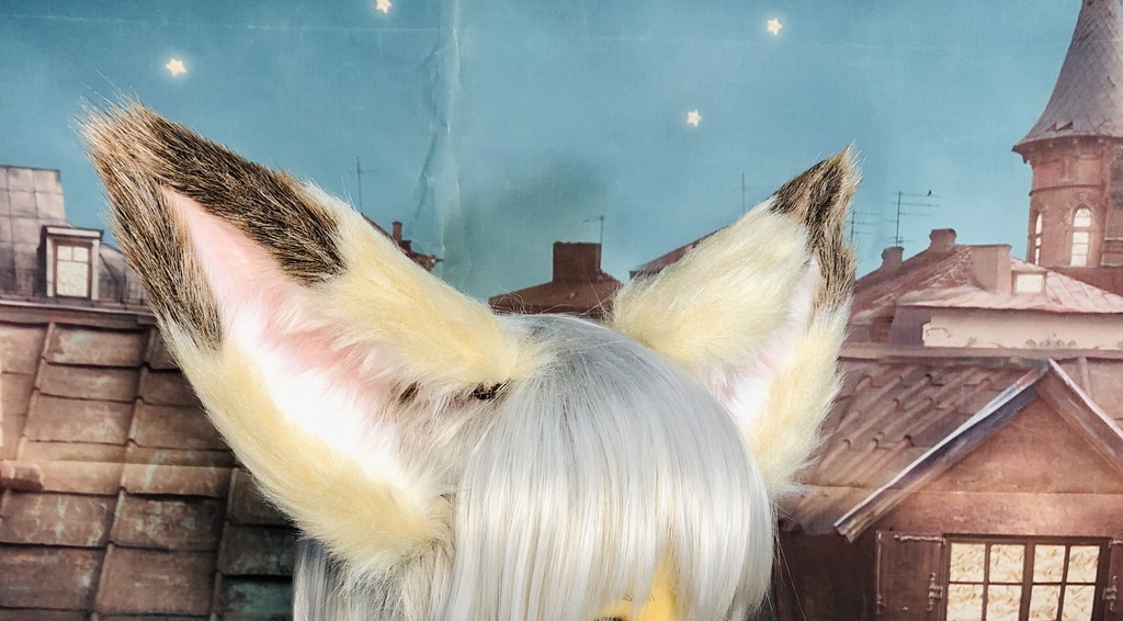 ぴんと立つ!狐耳&しっぽセット/ハニーゴールド×ミックスブラウン