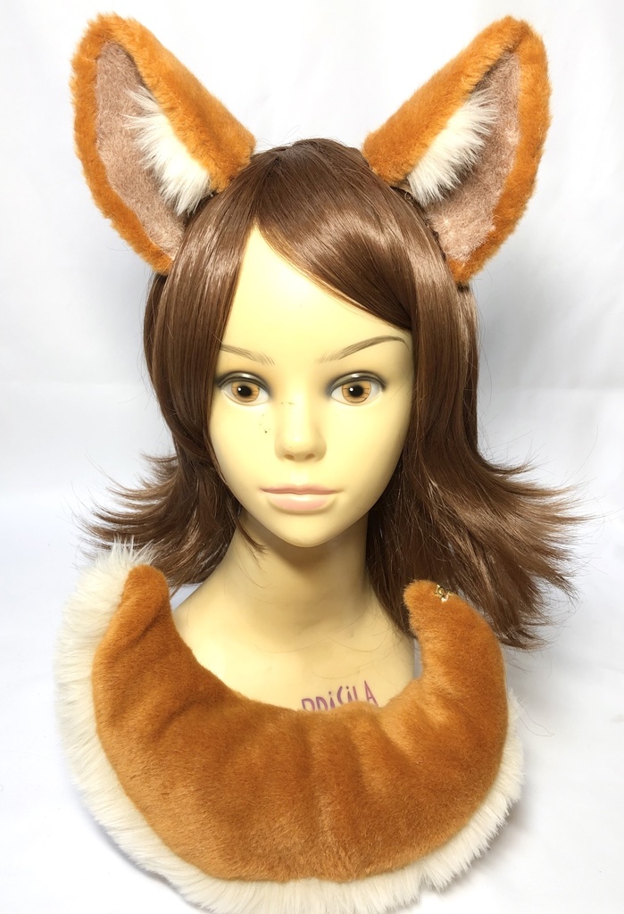 くるんと巻きしっぽ/柴犬耳＆しっぽセット/オレンジブラウン×ミックスベージュ